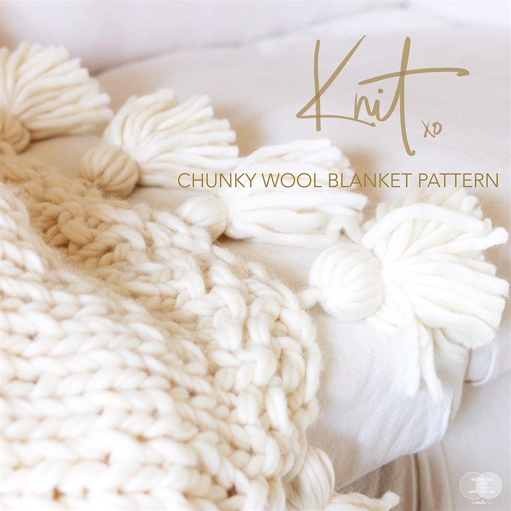 How to knit a Chunky Wool Blanket { Free downloadable pattern