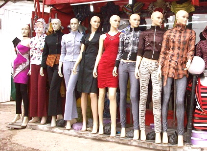 a row of mannequins