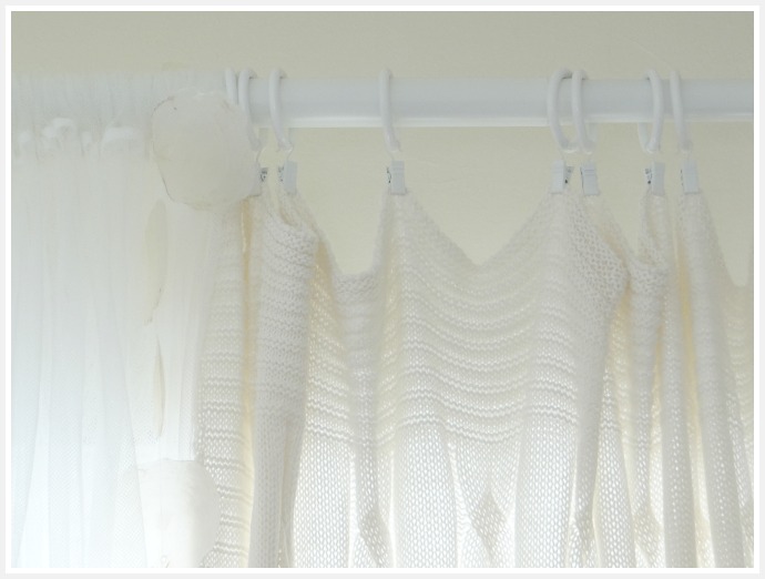 An ikea throw blanket used as a curtain or #DIY shower curtain on lynneknowlton.com