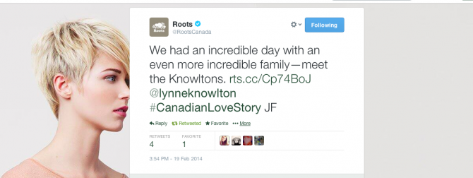 We had an incredible day with an even more incredible family—meet the Knowltons. http://t.co/giibUQ44et @lynneknowlton #CanadianLoveStory Roots (@RootsCanada)