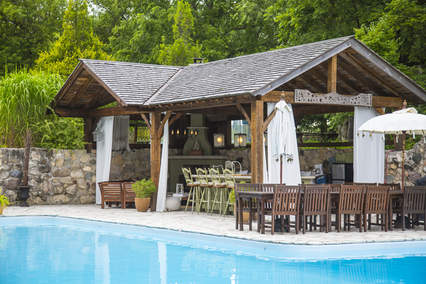 Pool walls created from old stone barn foundation via @lynneknowlton