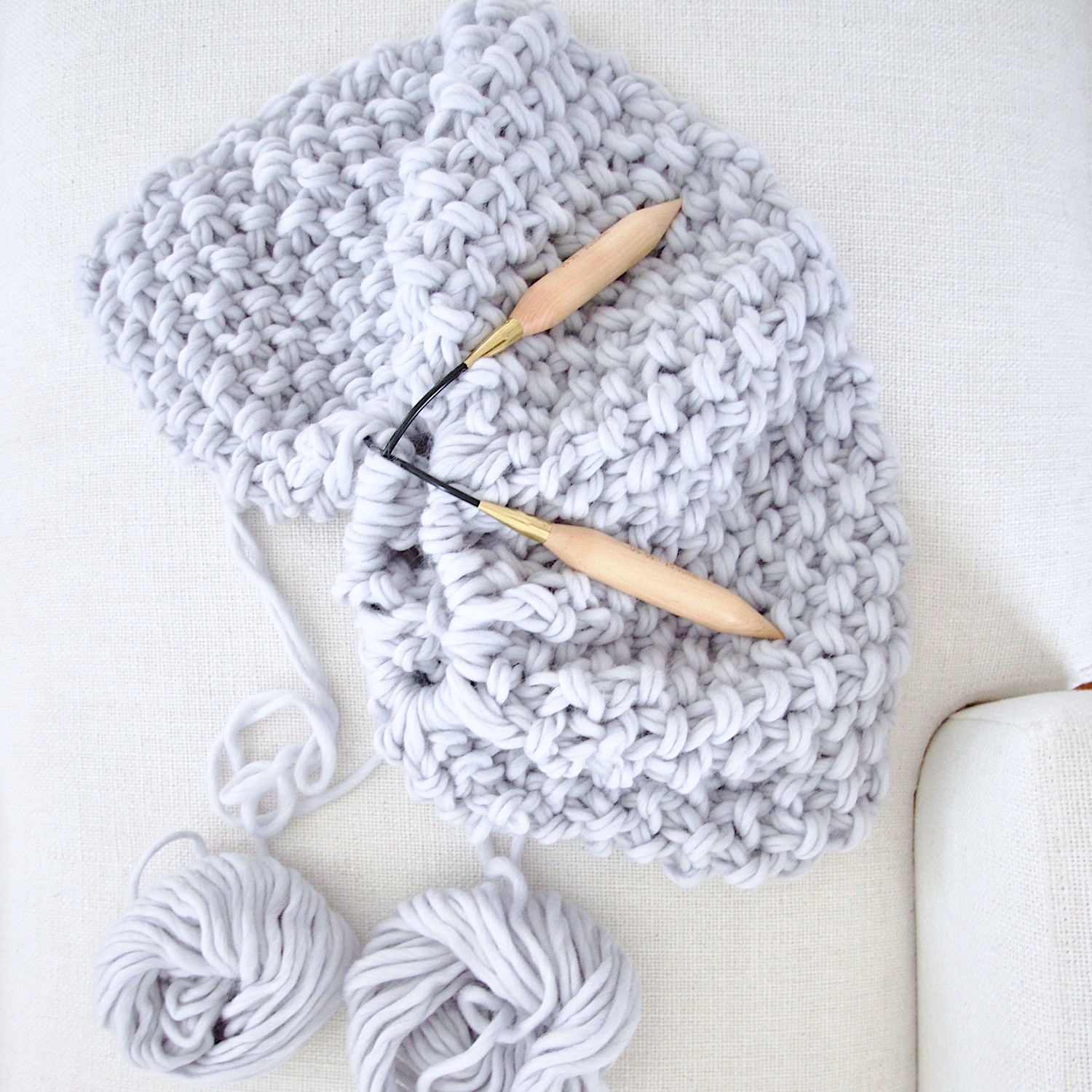 Birch knitting needles | Free Chunky Wool Blanket Pattern Download | Design The Life You Want To Live | Lynne Knowlton