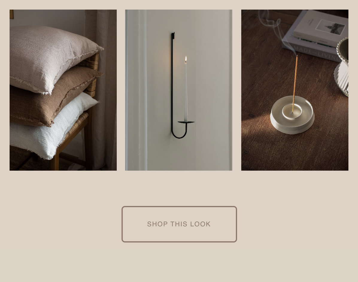 shop the look : wall sconce, candles, serene incense kit and linen pillows  | Design The Life You Want To Live® lynneknowlton.com